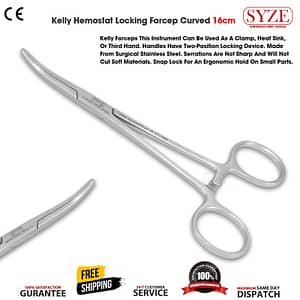 Kelly Hemostat Locking Forceps Curved 16cm