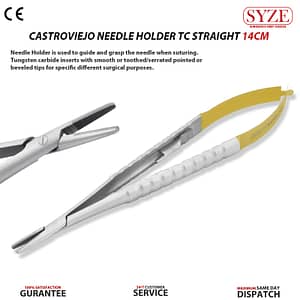Castroviejo needle holder TC Straight round handle