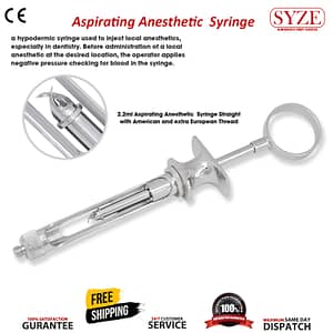 2.2ml Aspirating Anesthetic Syringe Straight