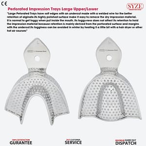 Perforated Dental Impression Trays Upper / Lower - Set of 5 - Large