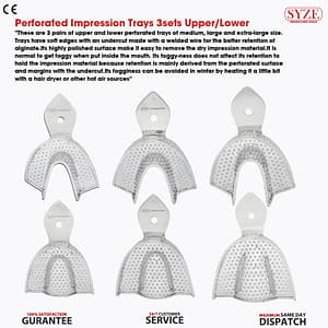 Perforated Impression Trays Set of 3 Upper / Lower M - L - XL