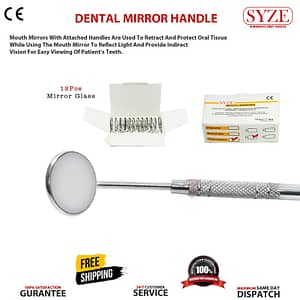 Mouth Mirror No 5 - Front Surface Glass 12 pieces Box with Solid Handle