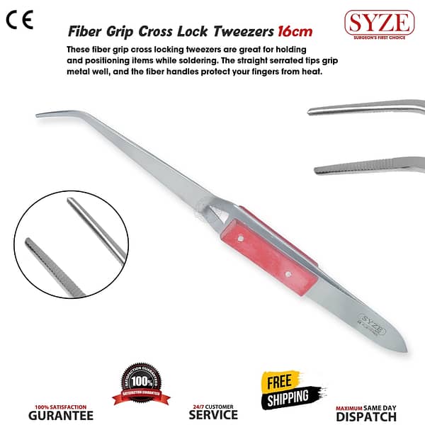 Self Closing Forceps Curve 6.5" with Wooden Grip