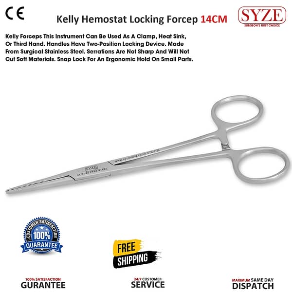 Kelly Hemostat Locking Forceps Straight 14cm