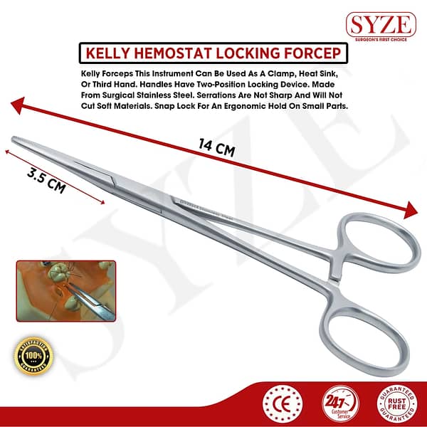 Straight Spencer Well forceps, self locking, Fishing, Craft, Surgical, clamp Hemostatic Forceps 14cm